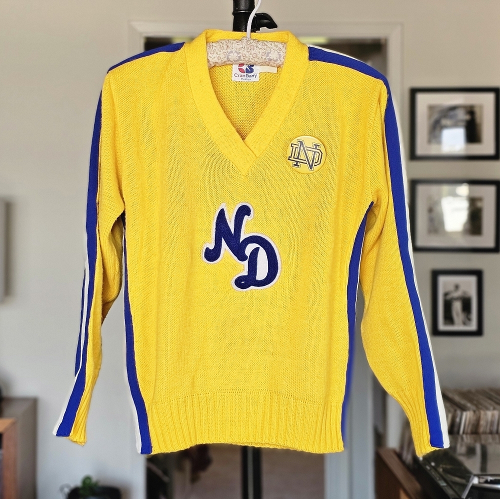 VTG 60s Notre Dame Collegiate Varsity Cheerleader Sweater
